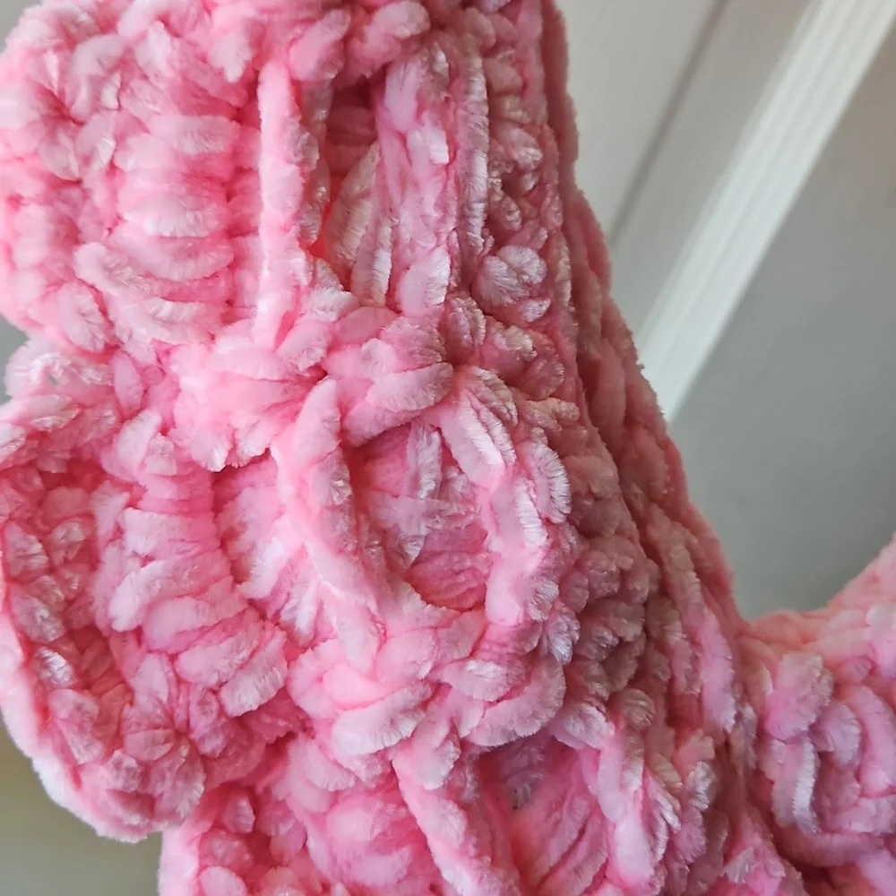 Handmade Crochet Breast Cancer Awareness Ribbon Memorial Tribute Art Door Wreath